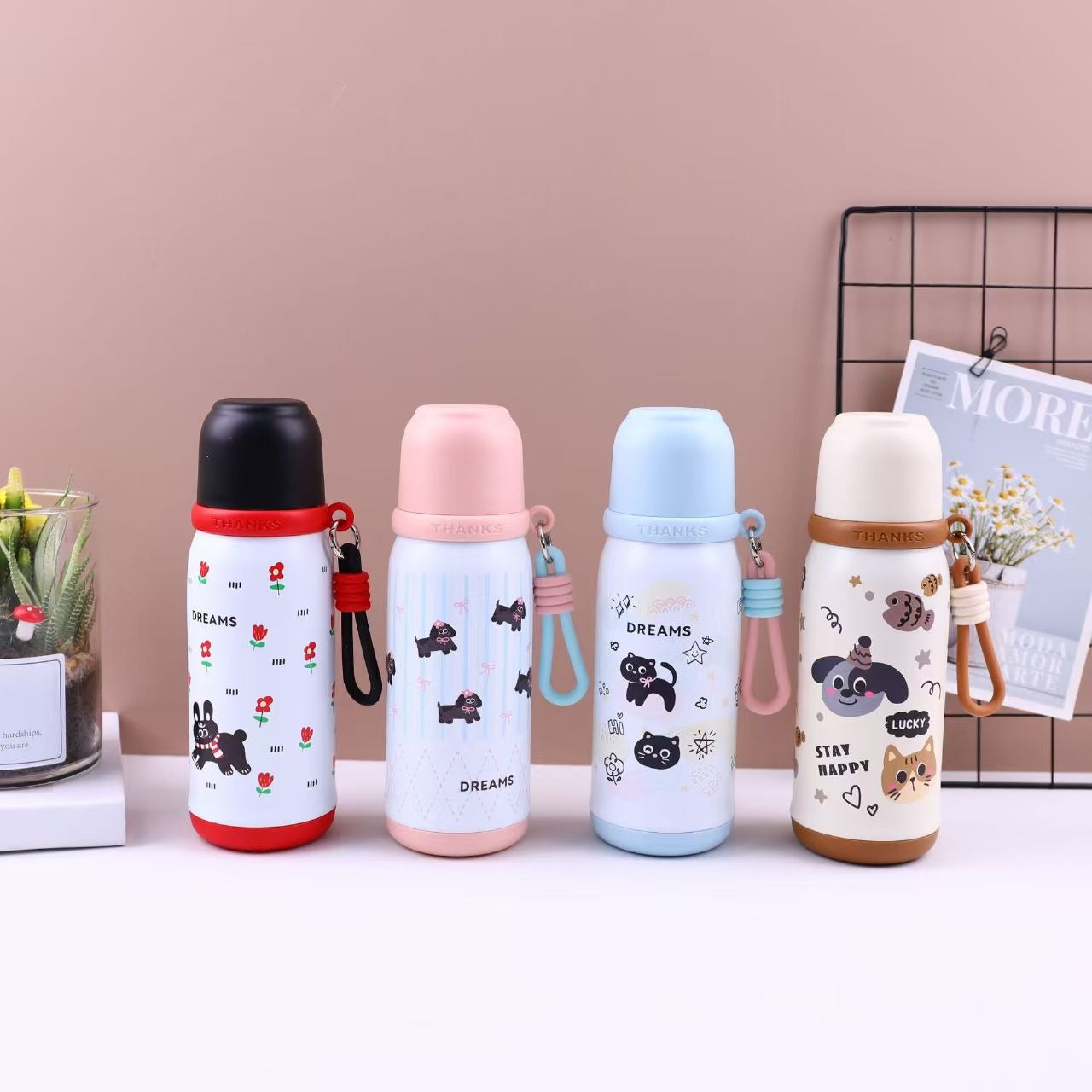 Cute Animal-Themed Stainless Steel Kids Thermos Bottle (500 ml)