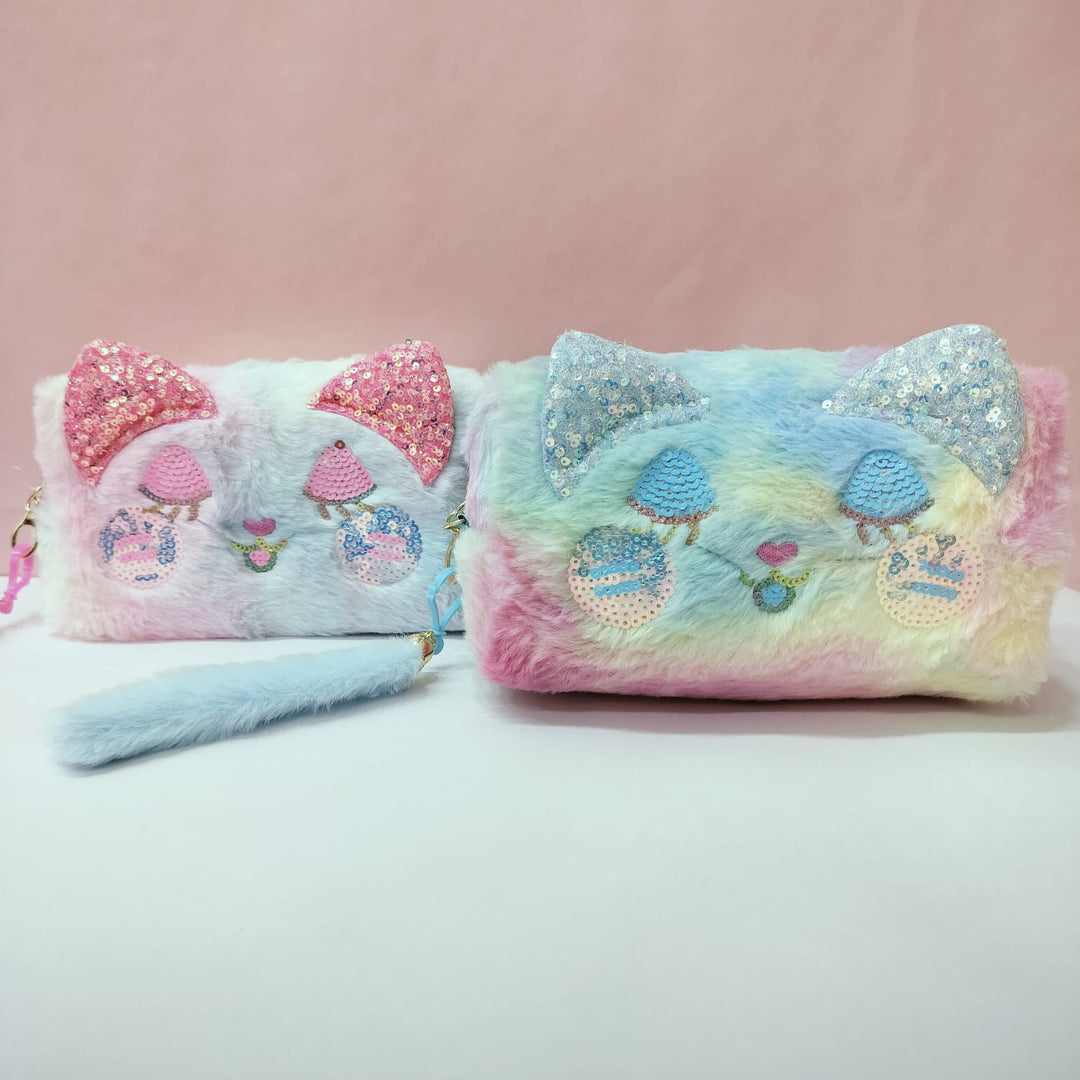 Soft Fur ,Cat Theme Pouch. - TinyBo