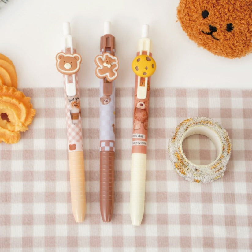 Teddy Keychain With  3pc Pen Set .