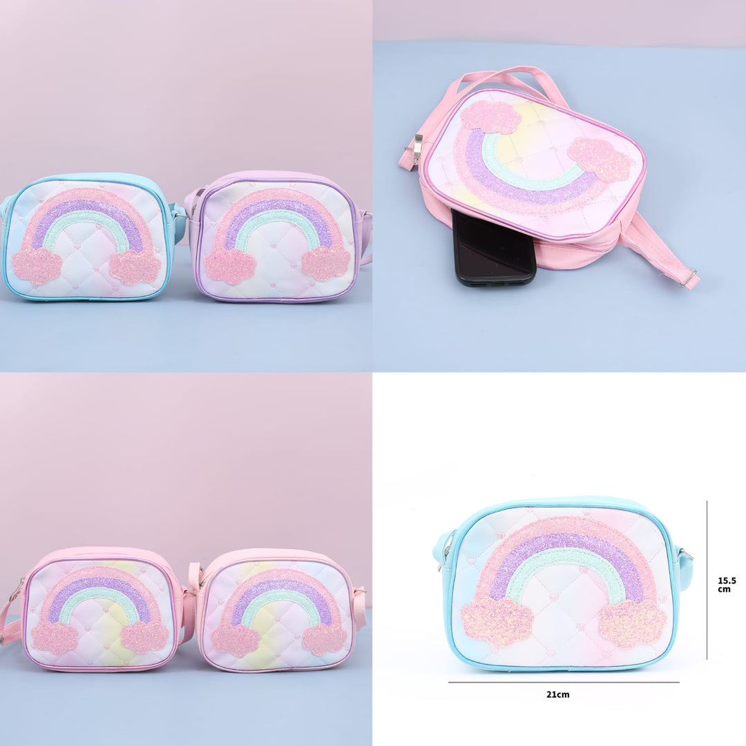 Stylish Glittery Rainbow Side Sling Bag - TinyBo