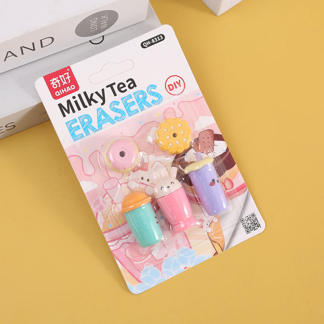 Yummy Milky Tea Erasers Set.