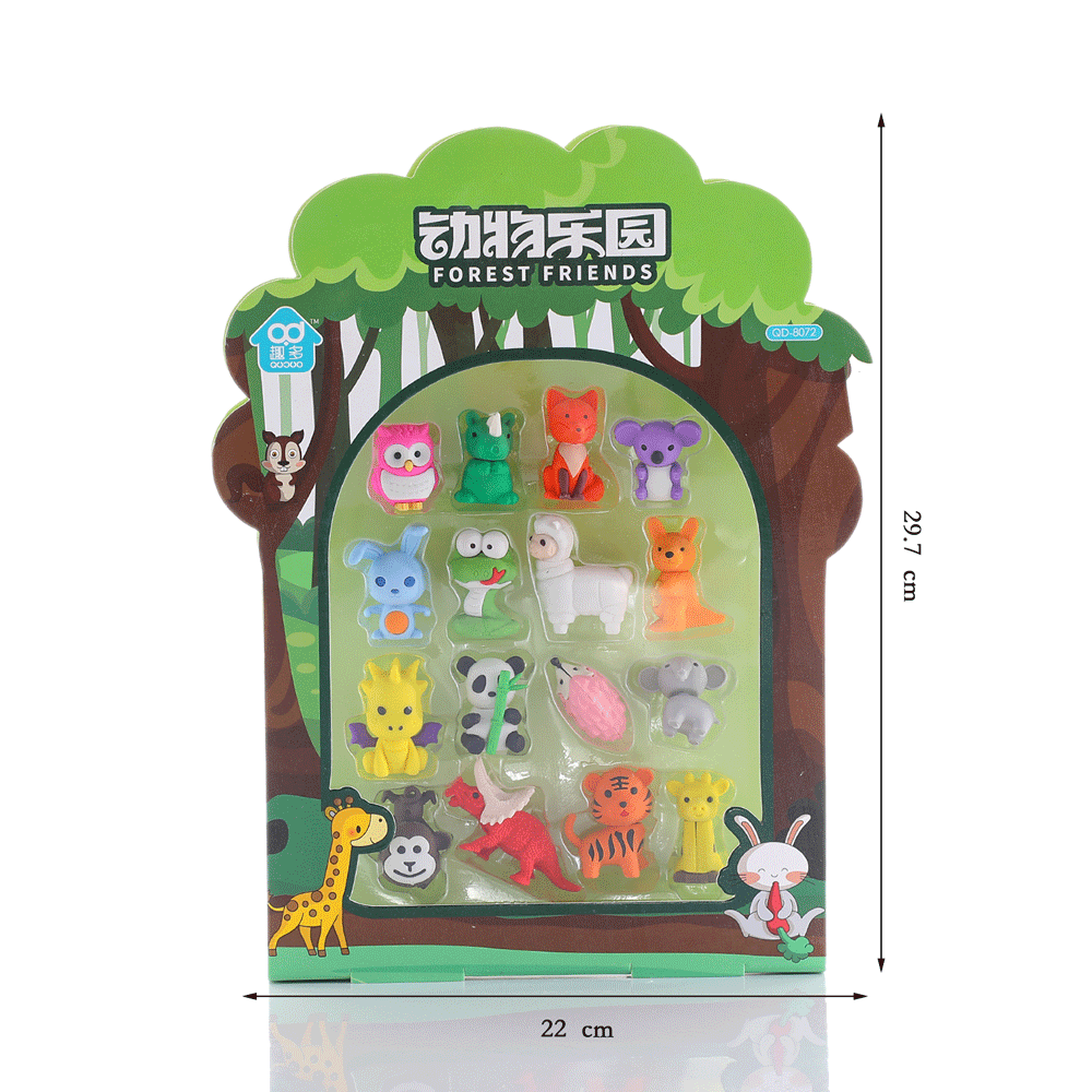 Animals Green Forest Theme Eraser Combo Set