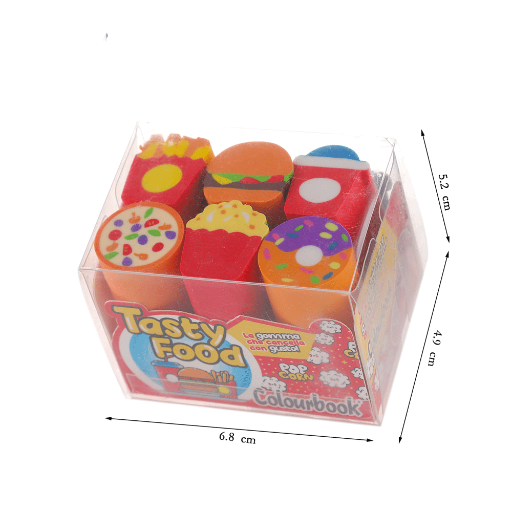 Fast Food Theme Long Eraser Set.