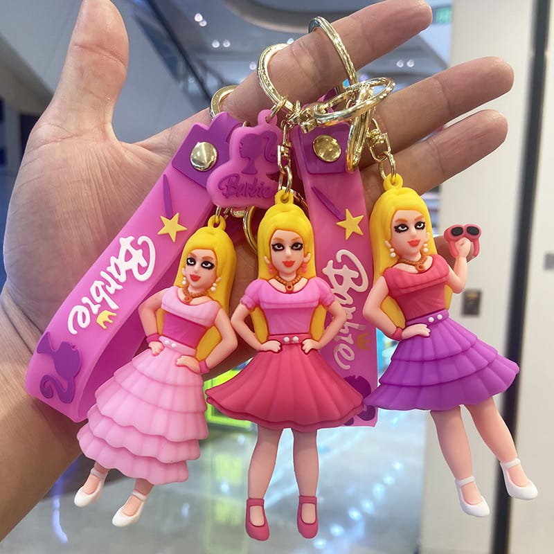 Cute Barbie Girl Keychain – Kawaii Cartoon Bag Charm for Girls