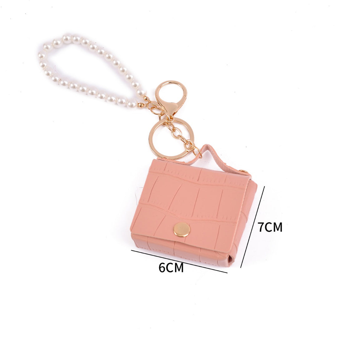 Pearl Strap Coin Purse Keychain – Faux Leather Bag Charm