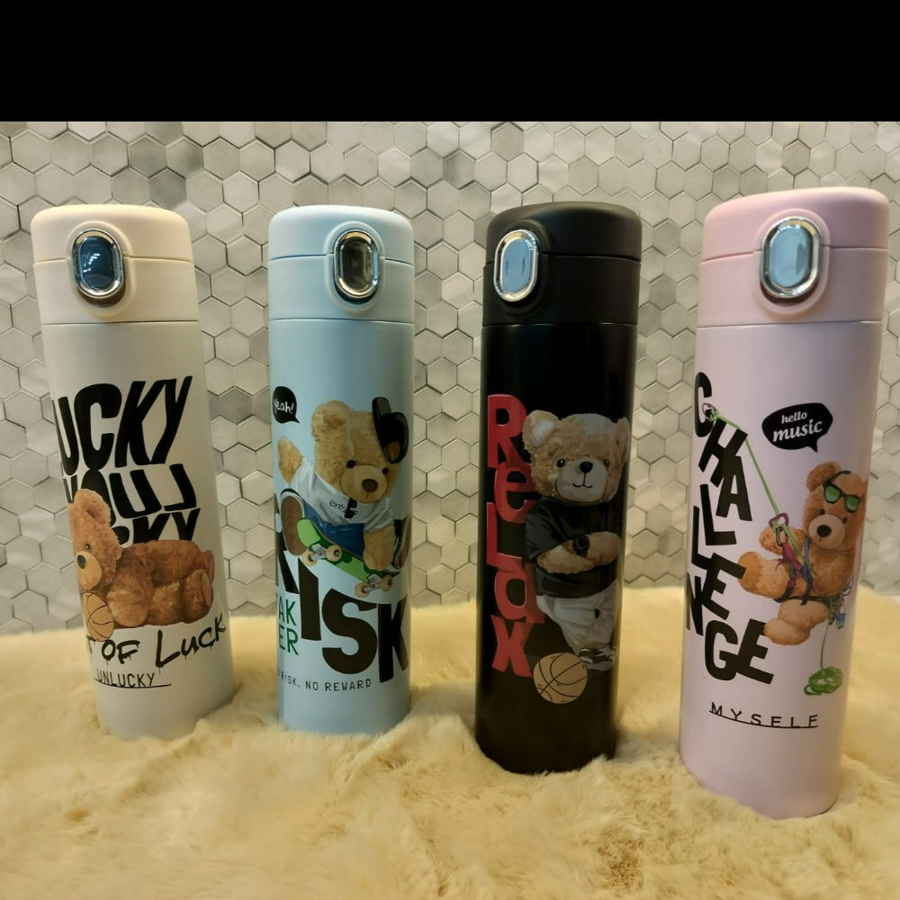 Stylish teddy-bear steel water-bottle.(500mL)