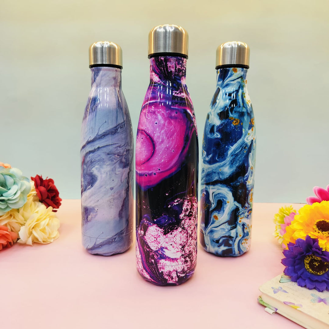 Marble Print Steel Water Bottle 500ML - TinyBo