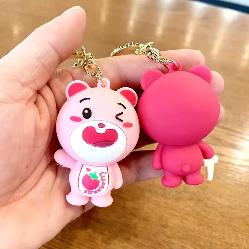 Stylish Strawberry Bear Keychain .