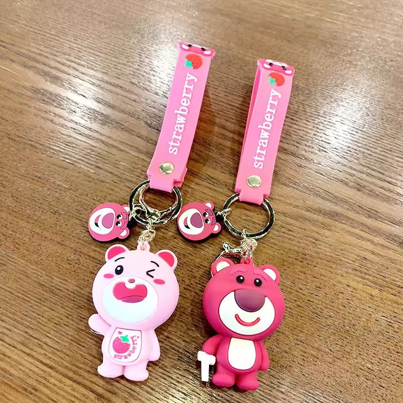 Stylish Strawberry Bear Keychain .