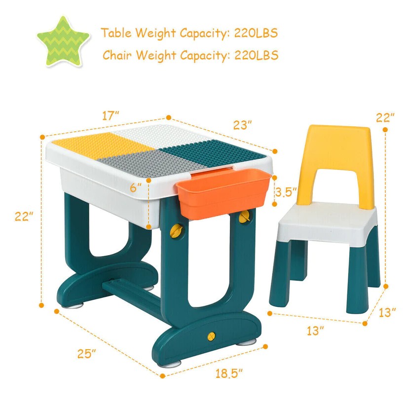 6 in 1 Kids Multi Activity Table Chair Set. - TinyBo