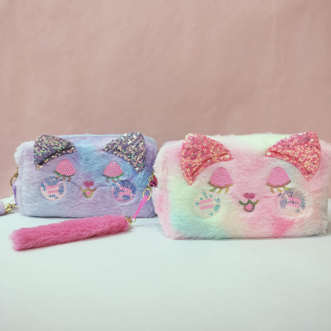 Soft Fur ,Cat Theme Pouch. - TinyBo