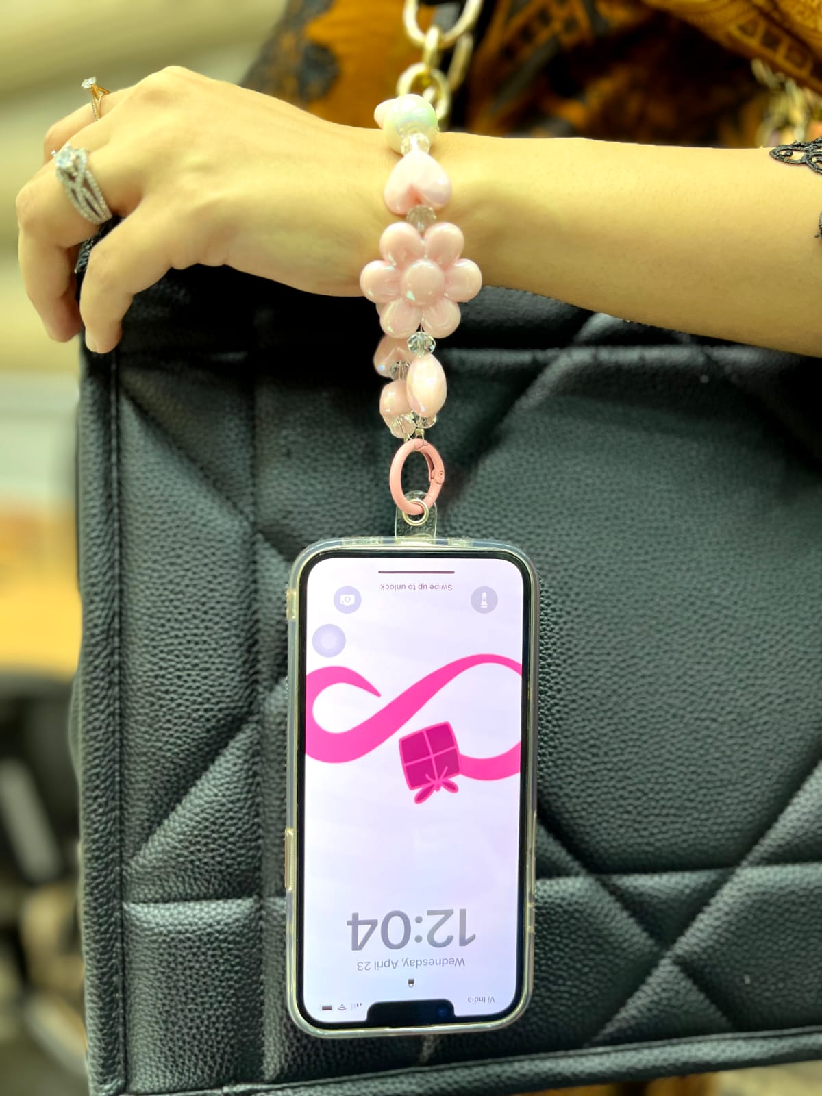 Cute Holographic Heart & Flower Phone Charm Keychains