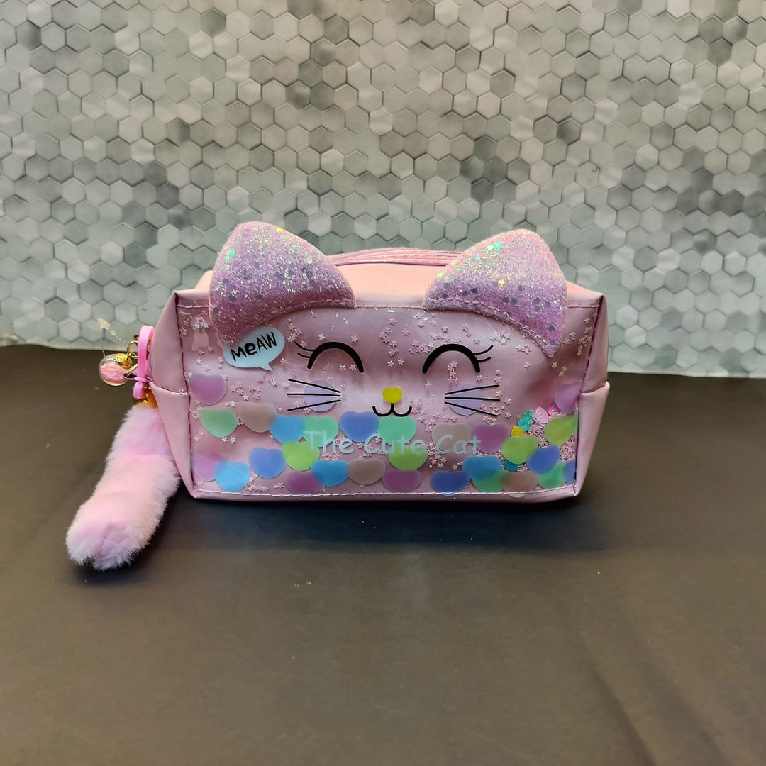 The Cute Cat Glittery Pouch . - TinyBo