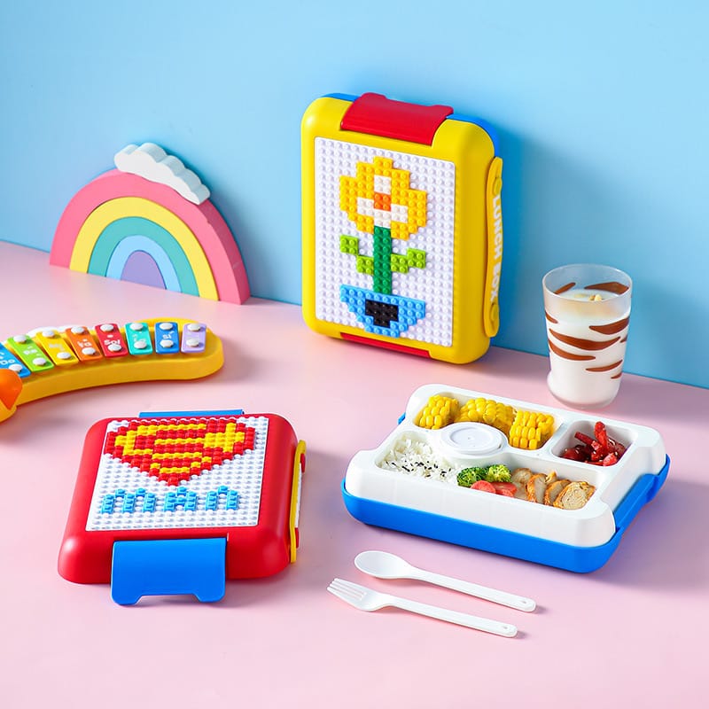 Customizable LEGO Block Bento Lunch Box for Kids