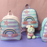 Load image into Gallery viewer, Colourful Rainbow Theme Mini Backpack.
