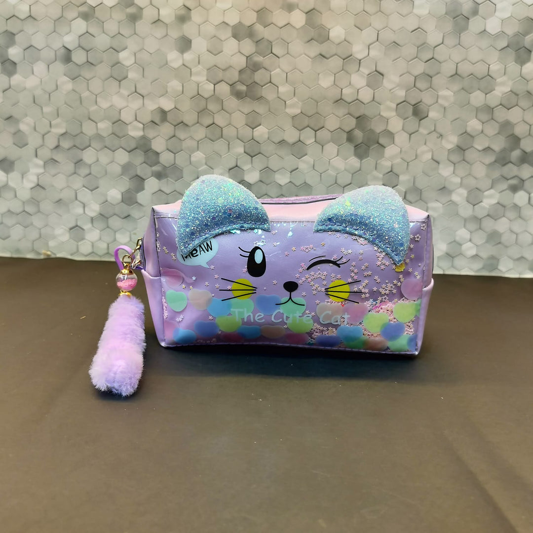 The Cute Cat Glittery Pouch . - TinyBo