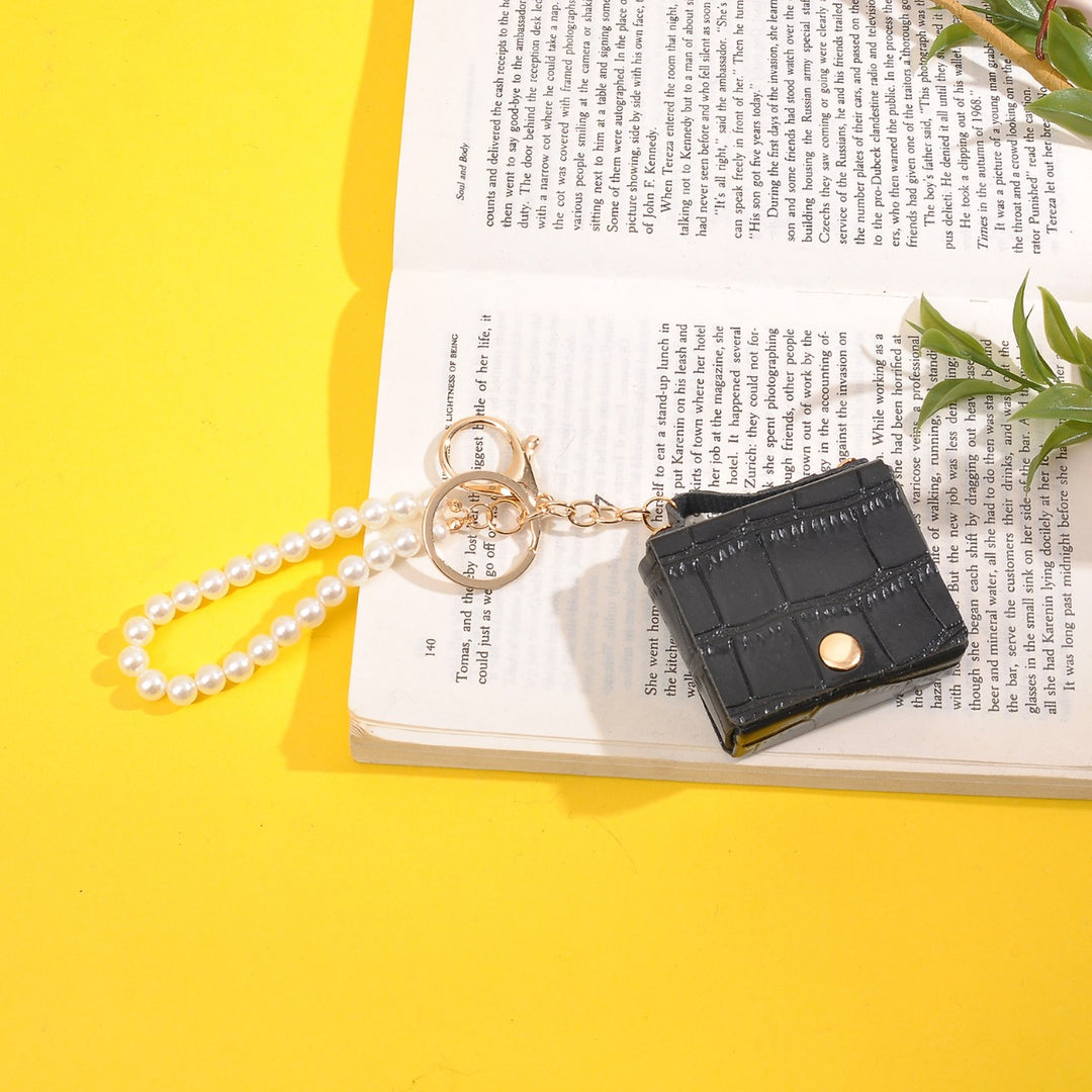 Pearl Strap Coin Purse Keychain – Faux Leather Bag Charm