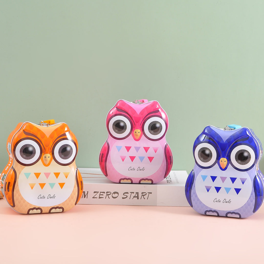 Owl Shape Fancy Metal Money Box. - TinyBo