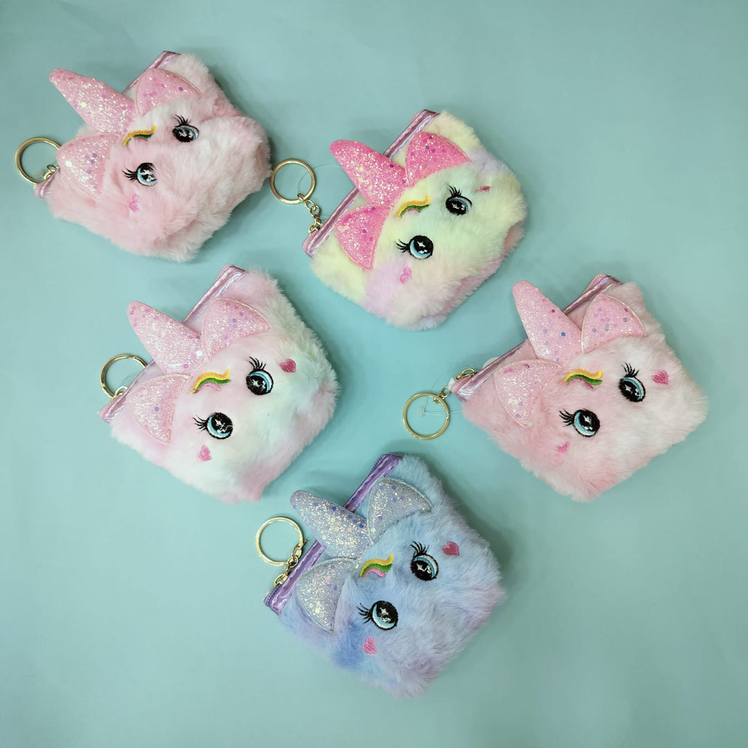 Unicorn Theme Coin Pouch With Keychain - TinyBo