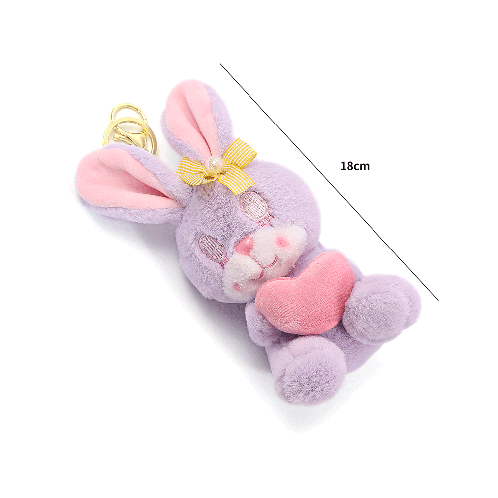 Supper soft fluffy rabbit doll plush keychain. - TinyBo