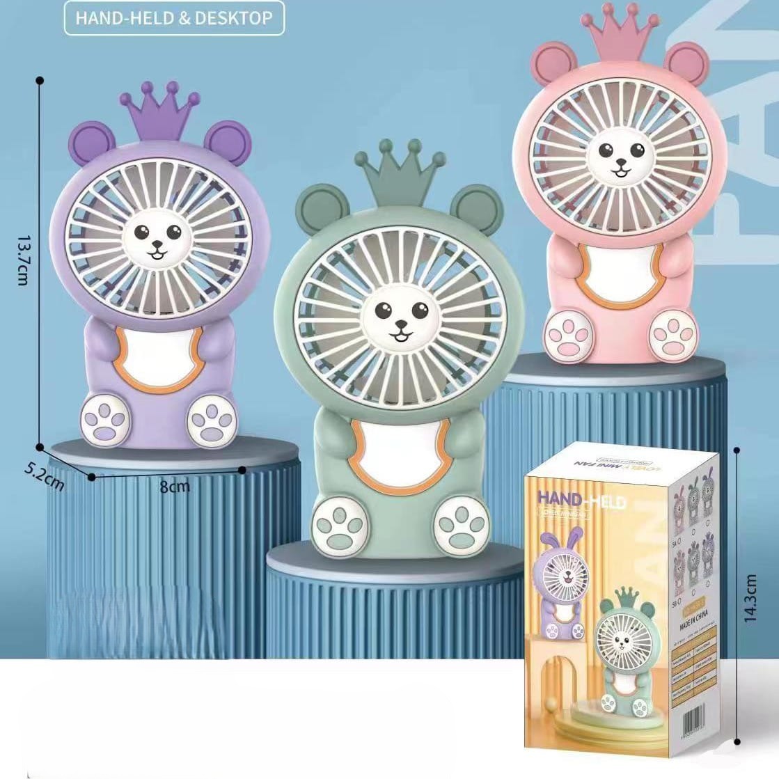 Portable Handheld Fan for Kids – Rechargeable Mini Desk Fan