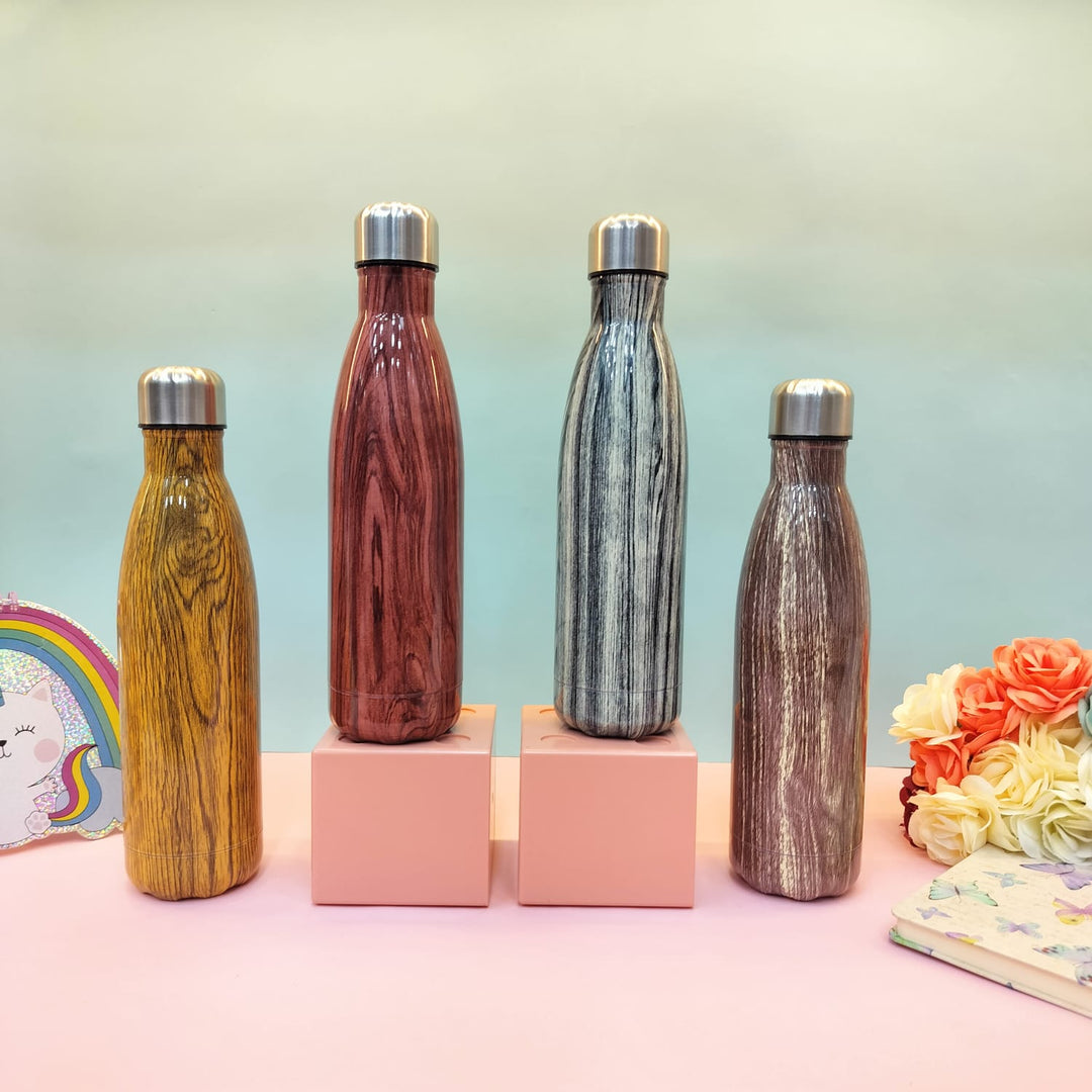 Shiny Woody Print Steel Water Bottle.(500mL) - TinyBo