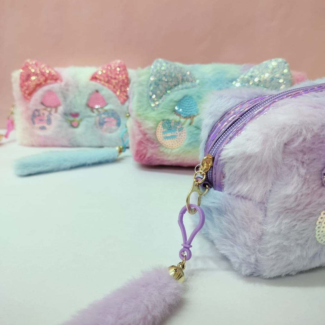 Soft Fur ,Cat Theme Pouch. - TinyBo