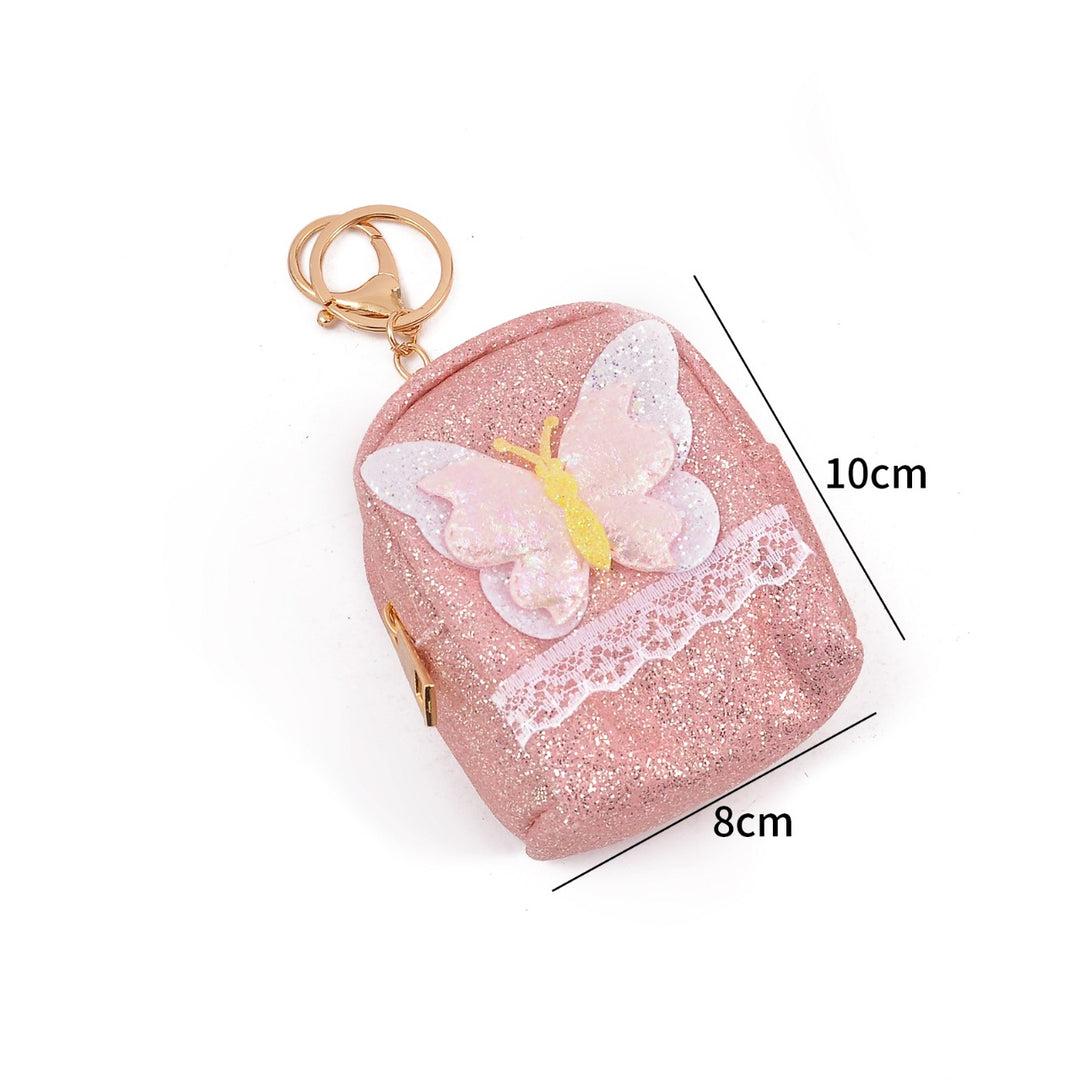 Glitter Butterfly Mini Backpack Keychain – Cute Coin Pouch for Girls & Women