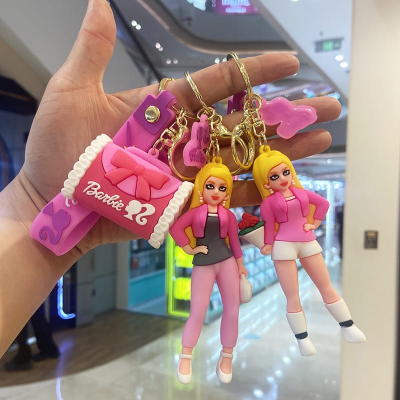 Cute Barbie Girl Keychain – Kawaii Cartoon Bag Charm for Girls