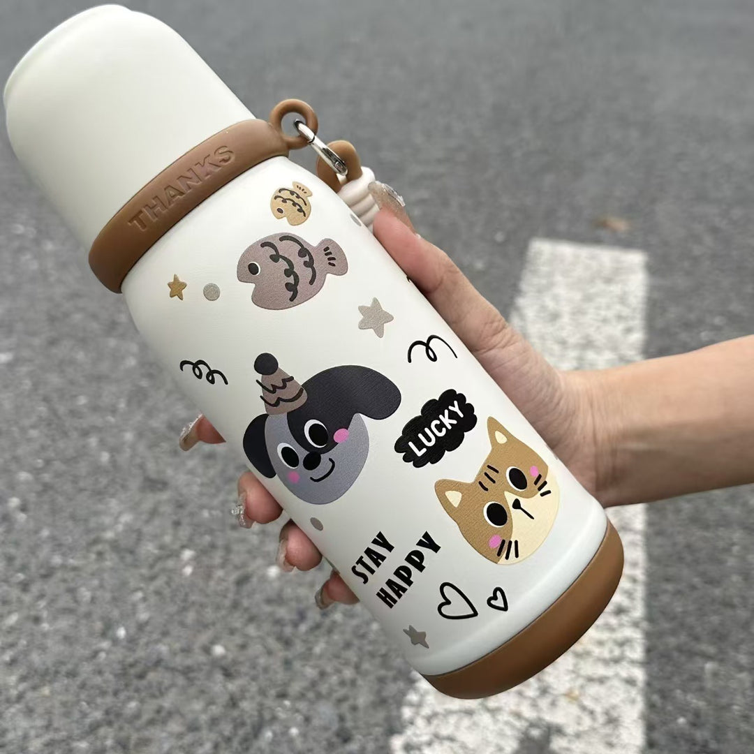 Cute Animal-Themed Stainless Steel Kids Thermos Bottle (500 ml)
