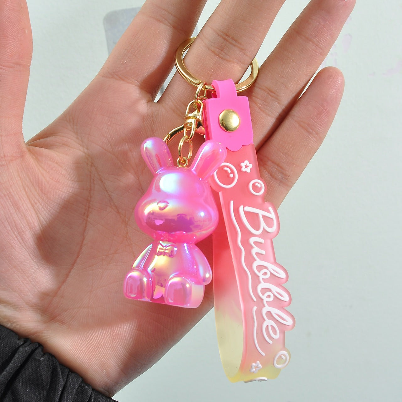Cute Bunny Keychain | Kawaii Bubble Charm Keyring for Bags, Keys, and Gifts
