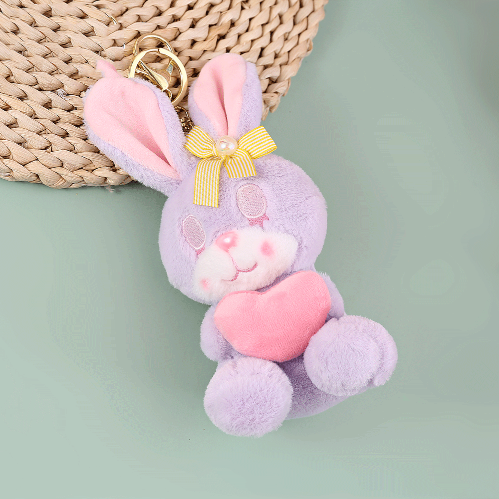 Supper soft fluffy rabbit doll plush keychain. - TinyBo