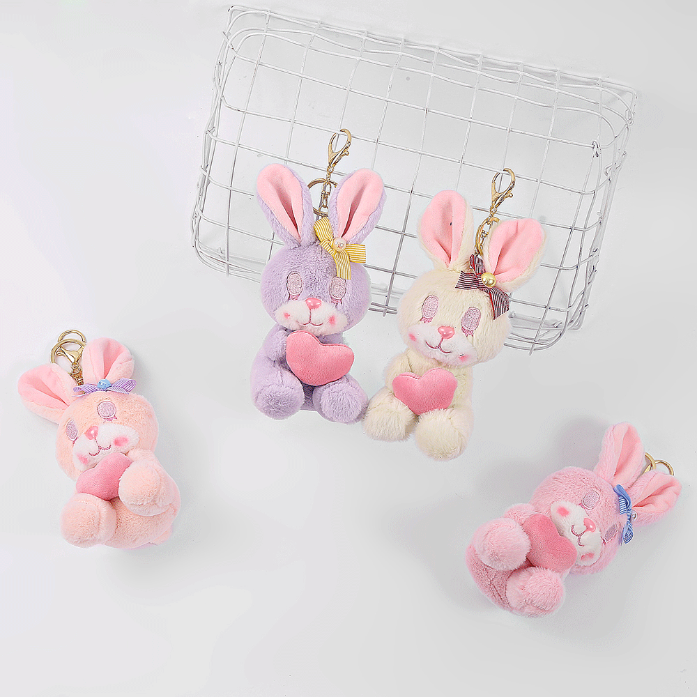 Supper soft fluffy rabbit doll plush keychain. - TinyBo