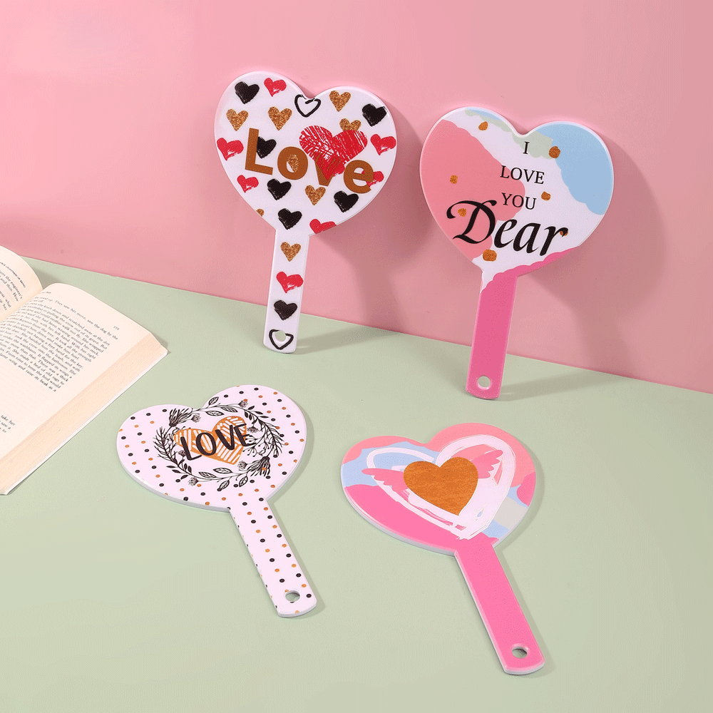 Love Mix print handheld mirror.