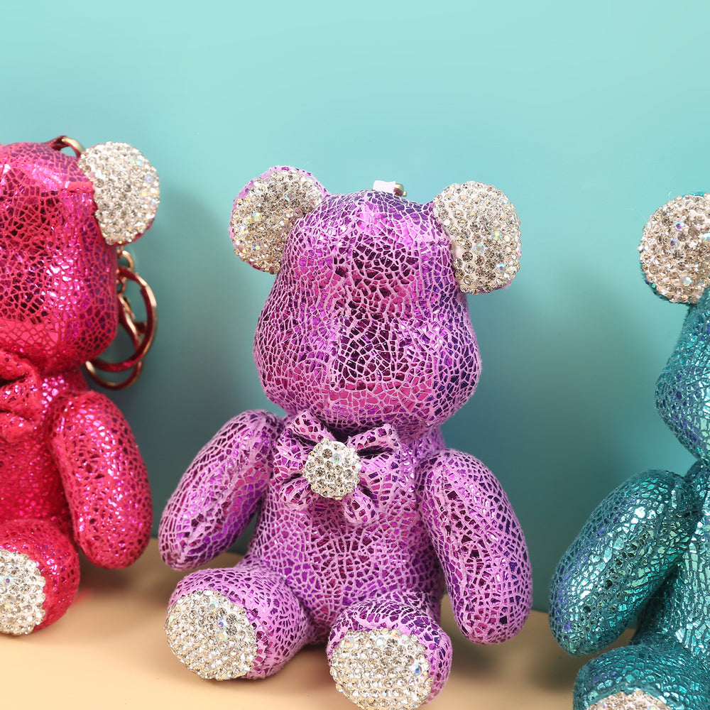 Rhinestone Elegant Teddy Bear Keychain. - TinyBo