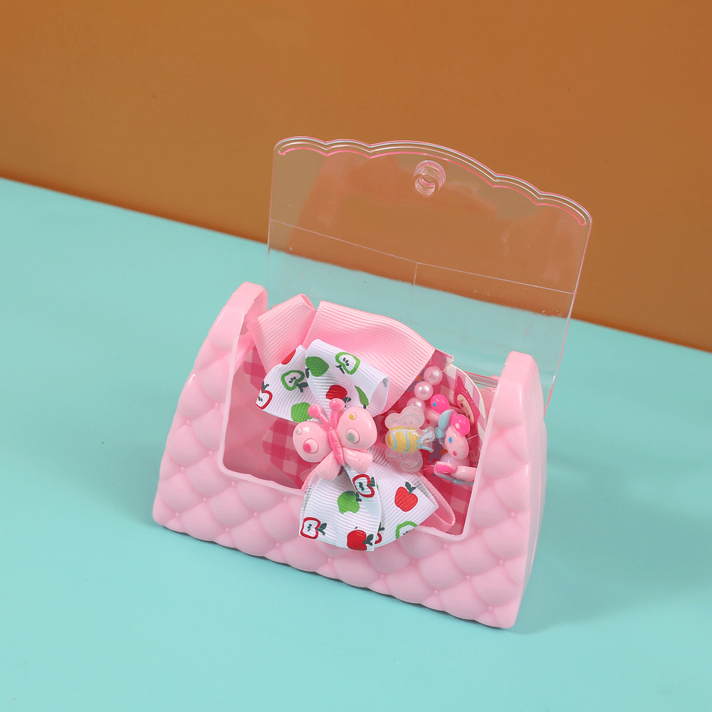 Stylish Hair accessories in a fancy purse.