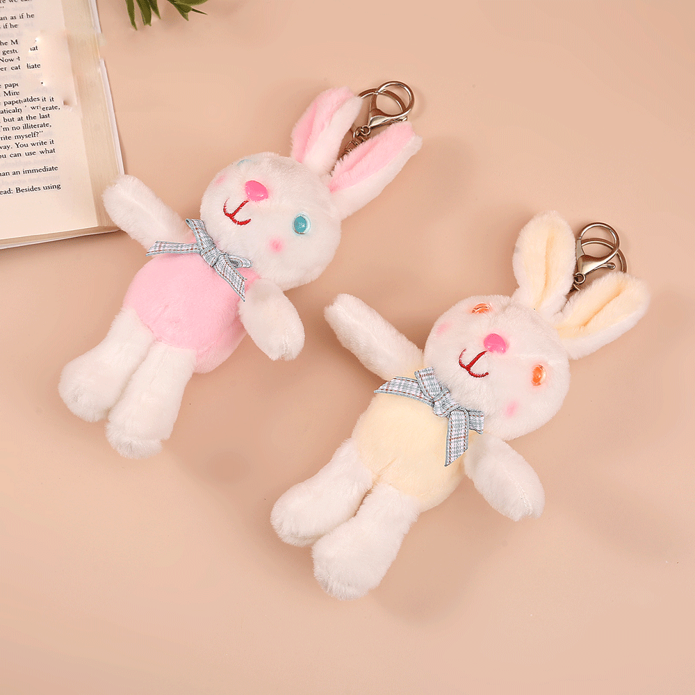 Stylish cute starry eyes sweet rabbit plush keychain. - TinyBo