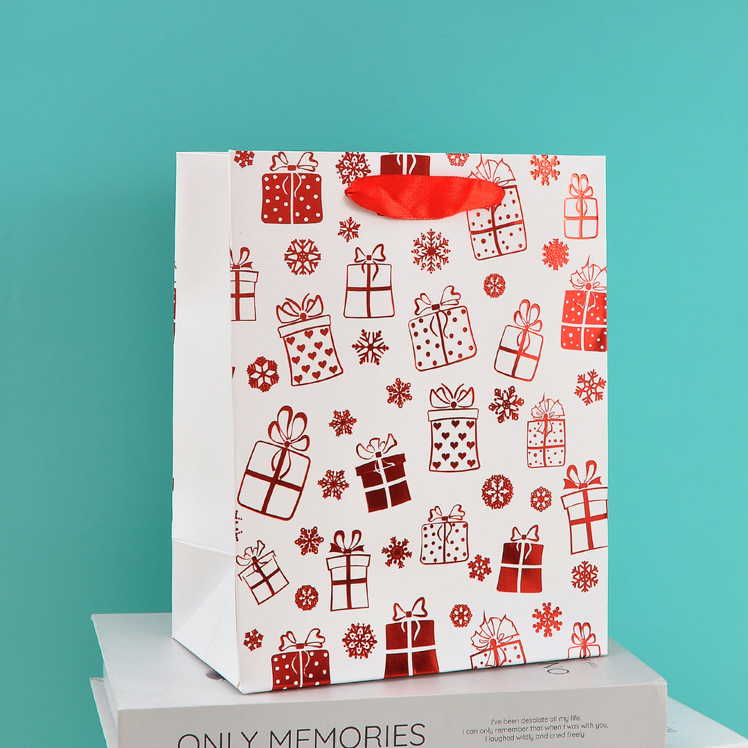 Merry charismas with reindeer and stars stylish paper-bag for gifting. - TinyBo