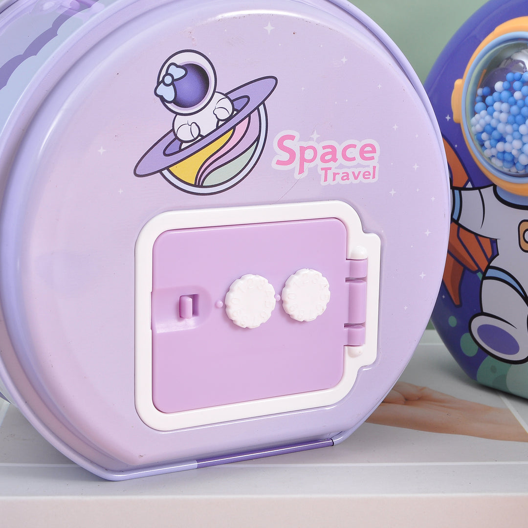 Astro space money bank with lock system.