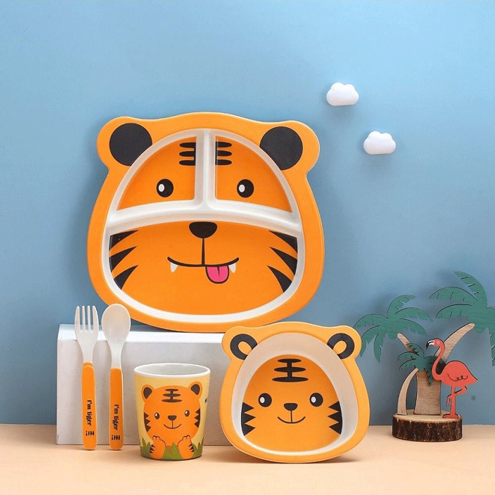 Animals Face 5Pcs Tableware Set . - TinyBo