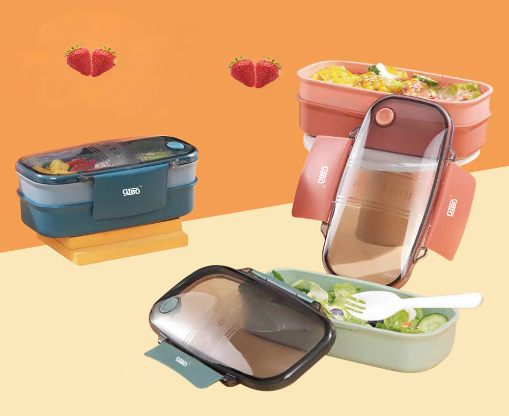 Square Shape Double Decker Lunch Box.(950mL)