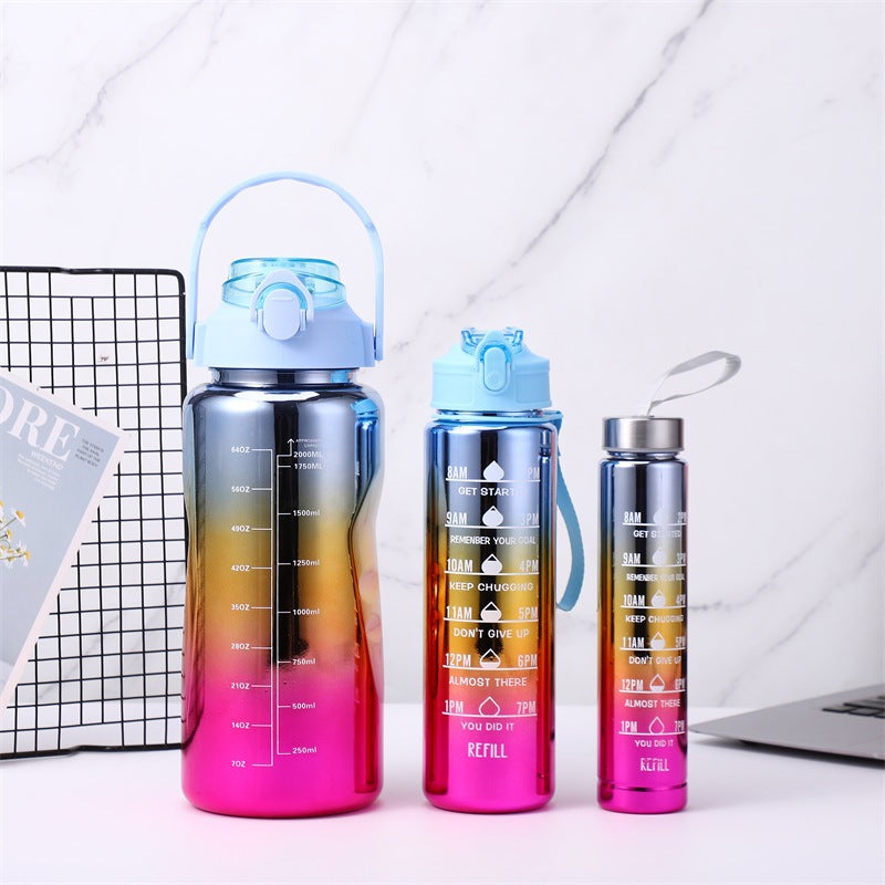 3 In 1 Motivational Tumbler Water Bottle (2000ml,900ml,300ml).