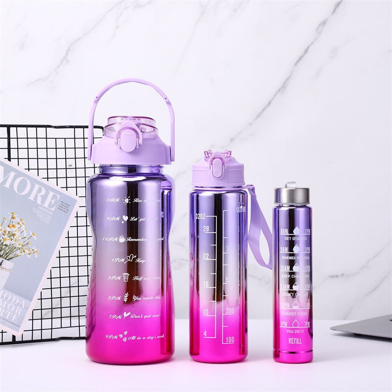 3 In 1 Motivational Tumbler Water Bottle (2000ml,900ml,300ml). - TinyBo