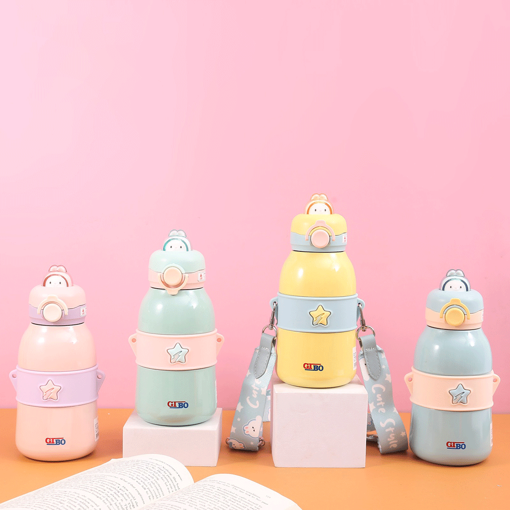 Star bunny sipper water bottle with filter.(490mL) - TinyBo