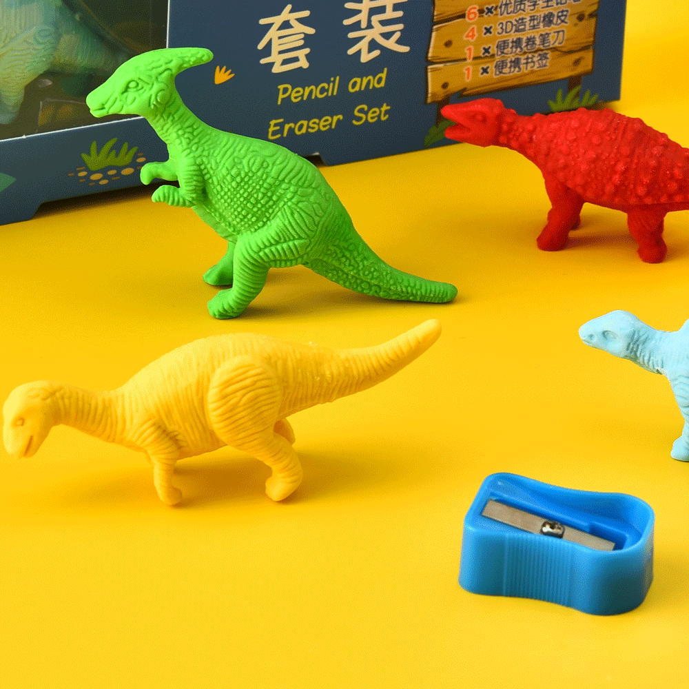 Little Tree Dinosaur Club Theme Pencil And Eraser 13 Pcs Combo Set.