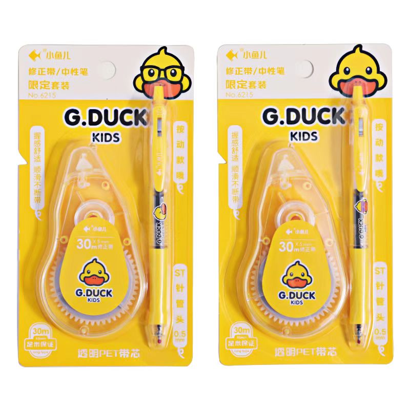 G-Duck Combo Set (Set Of 2 Black Gel Pen & Correction Tape) - TinyBo