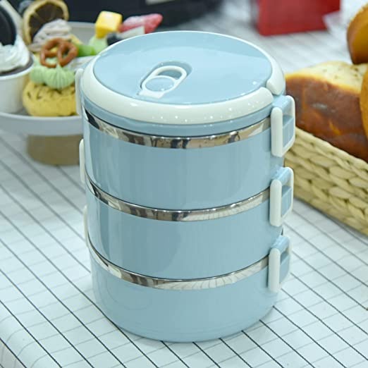 Stainnless Steel Three-Layered Lunch Box(2100ml).