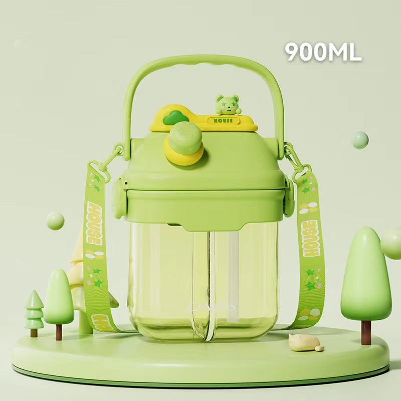 Bunny Adventure With Two Partition Sipper Water Bottle 900ML - TinyBo