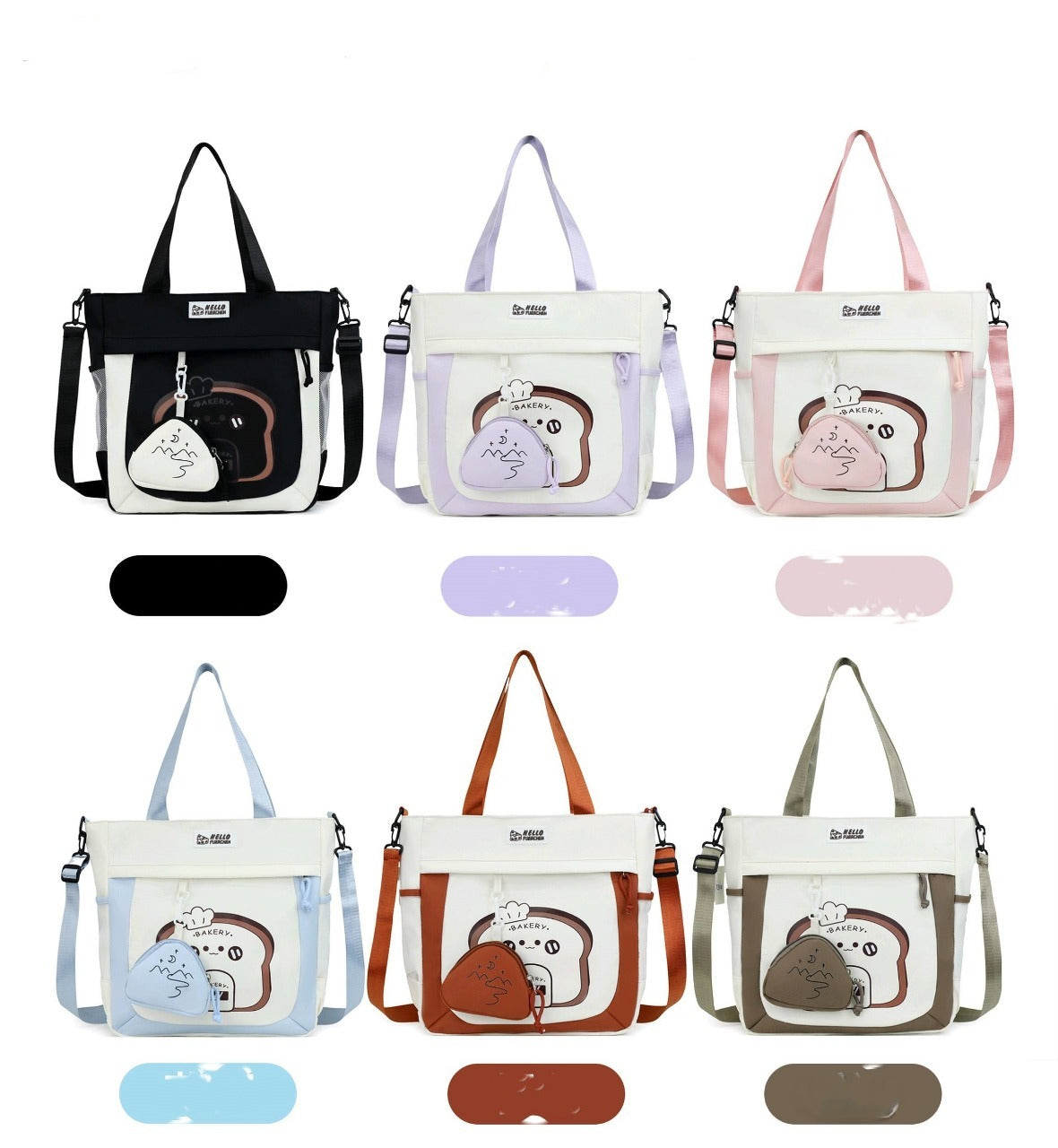 Cute Korean Style Bread Print Tote Bag – Aesthetic Canvas Shoulder Bag for Girls & Students