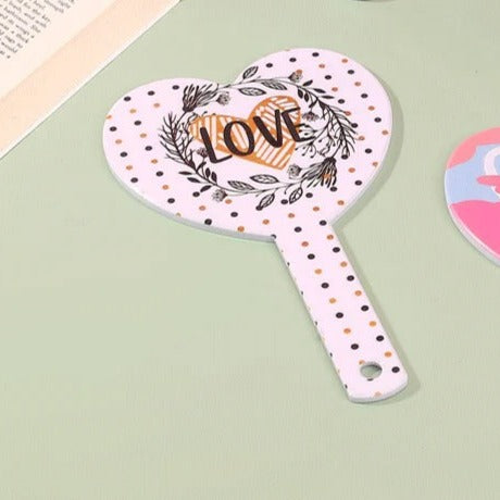 Love Mix print handheld mirror.